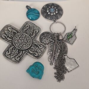 Silver and Turquoise Craft Jewelry Supplies Bundle